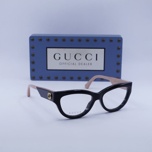 Gucci GG1665O 008 Cat Eye Eyeglasses - Black/Nude 53mm - Picture 1 of 12